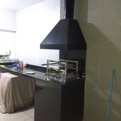 Braseiro cooktop, Coifa Pirâmide black, Grill manual inox